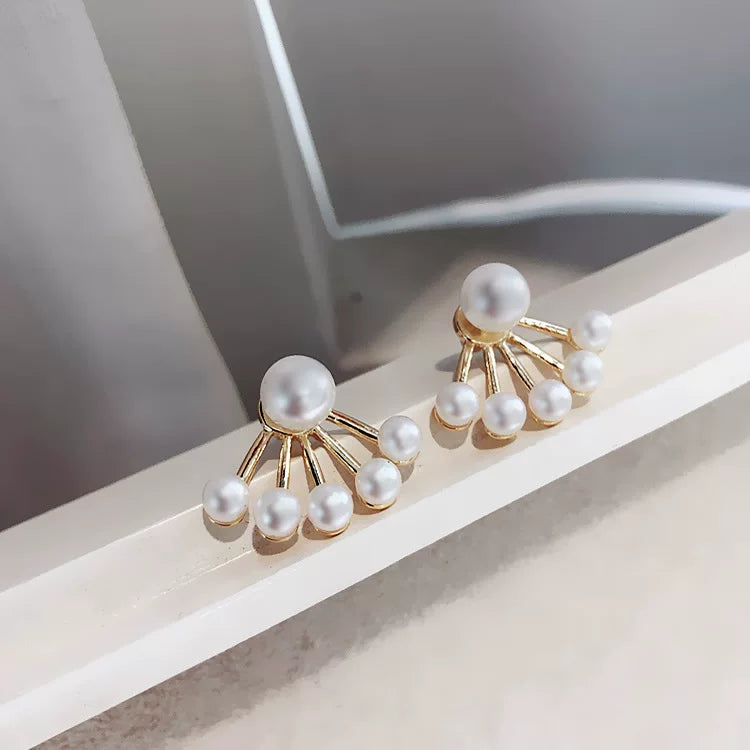 Elegant 925 Sterling Imitation Pearl Drop Shaped Stud Pin Earrings