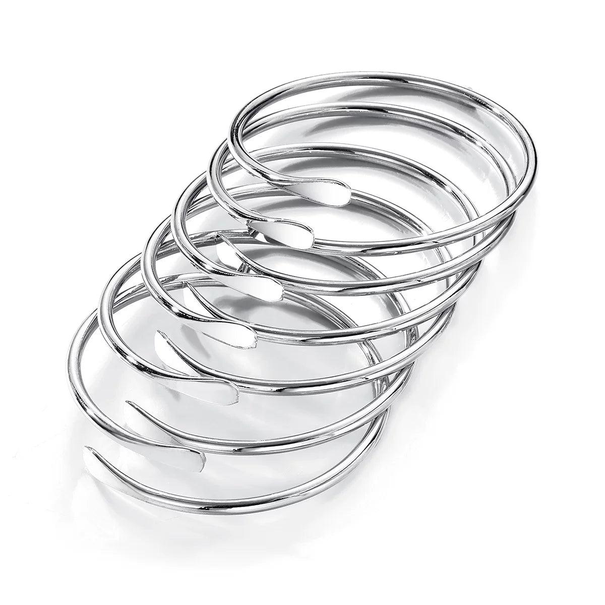 Handmade Adjustable Sterling Silver Twisted Solid Bangles Bracelet Set Of 8 Pcs