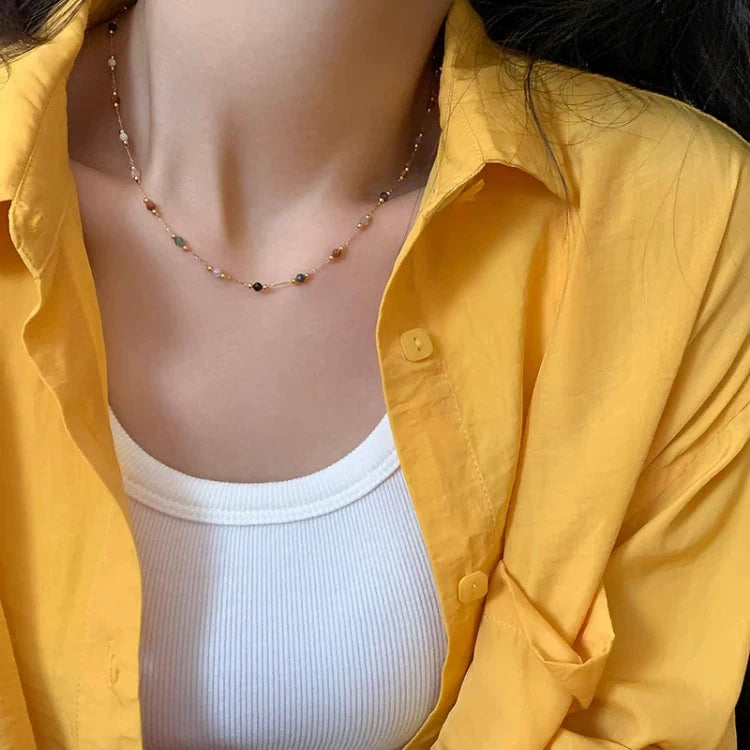 Natural Stone Handmade Collarbone Necklace Set