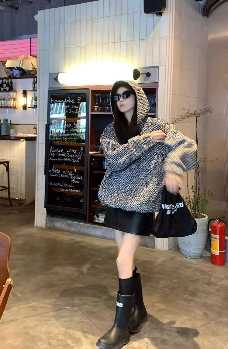 American Retro Woman Casual Streetwear Long Sleeve Loose Hoodies Pullovers