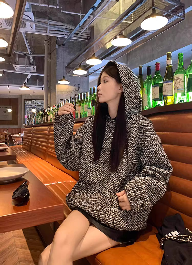 American Retro Woman Casual Streetwear Long Sleeve Loose Hoodies Pullovers