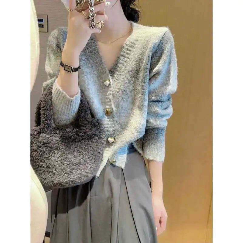 Gradient Color Niche Knitted Cardigan Sweater