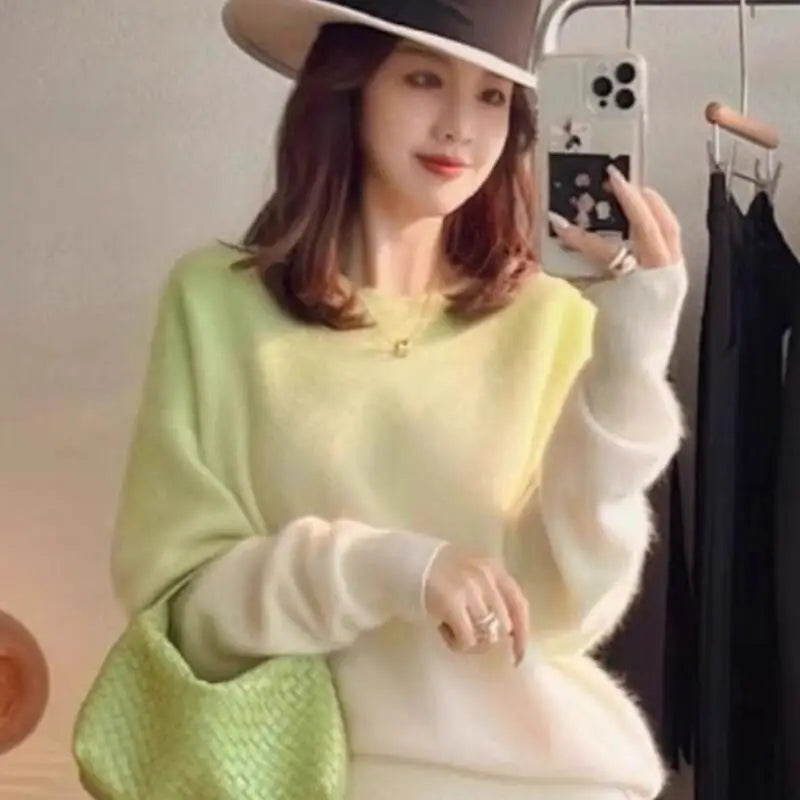 Lazy Pullover Style Super Sweater Knitted Tops