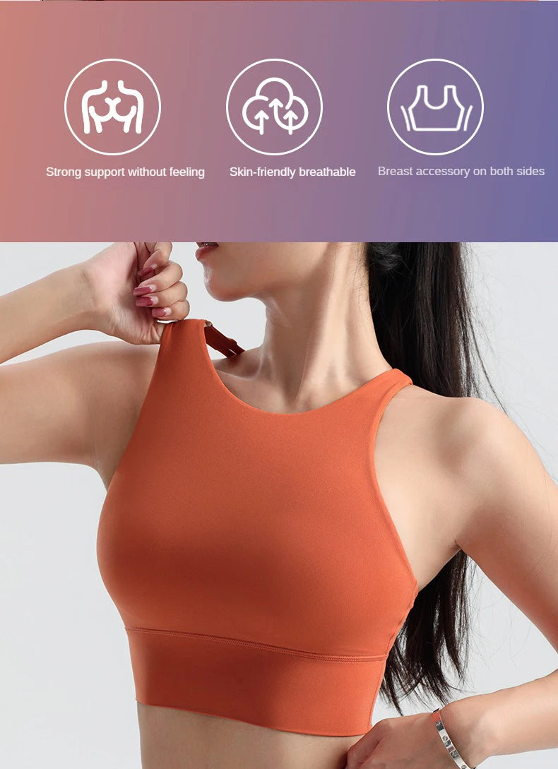 Sports Outdoor Fitness Yoga Bra Running Underwear Quick drying Shockproof Tank Top Women's Top Integrated Coaster