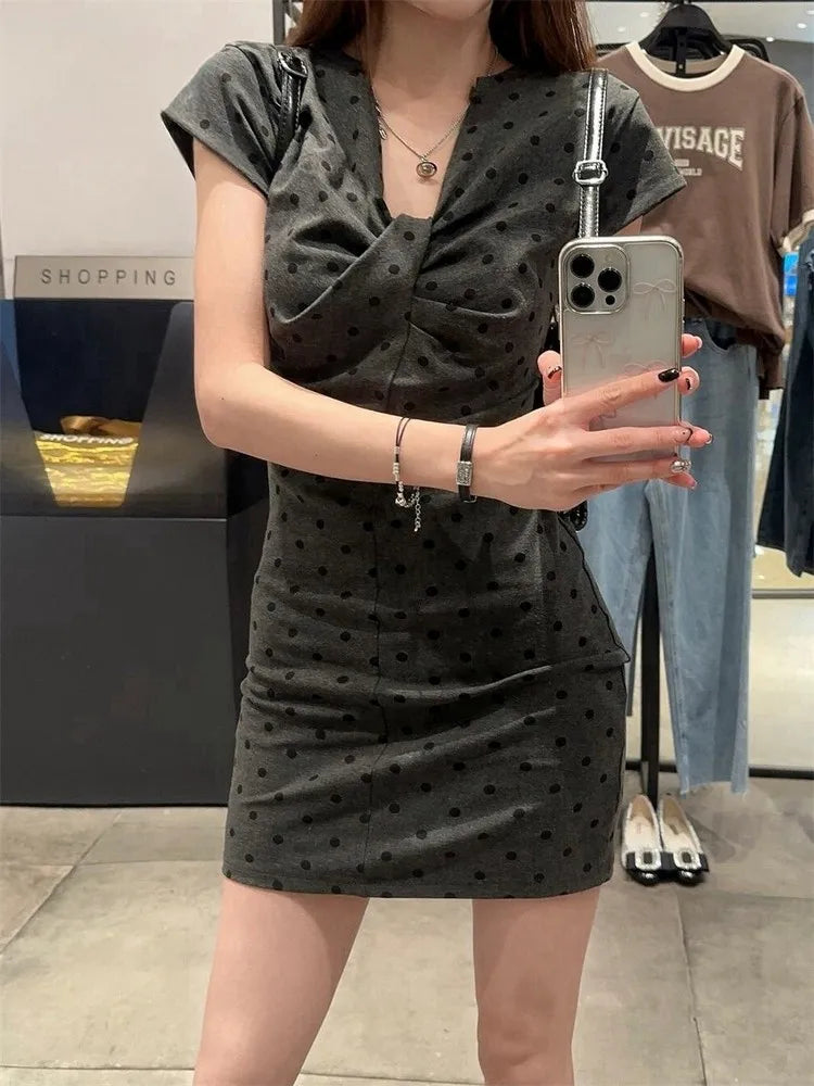 Elegant French Style Spicy Slimming High Waist Polka Dot Skirt