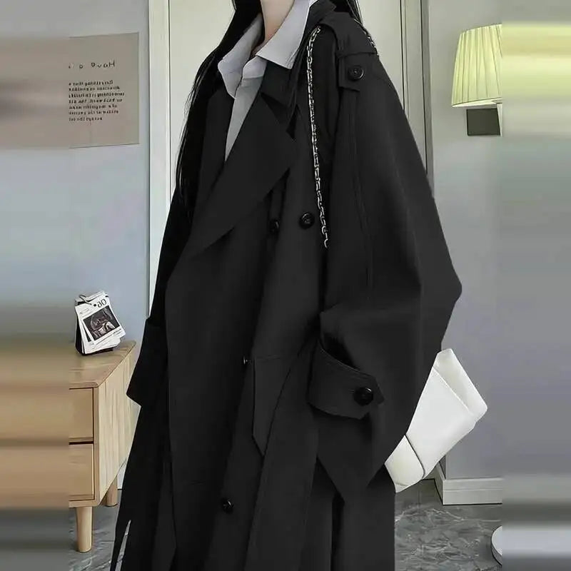 Elegant Double-breasted Long Trench Cost