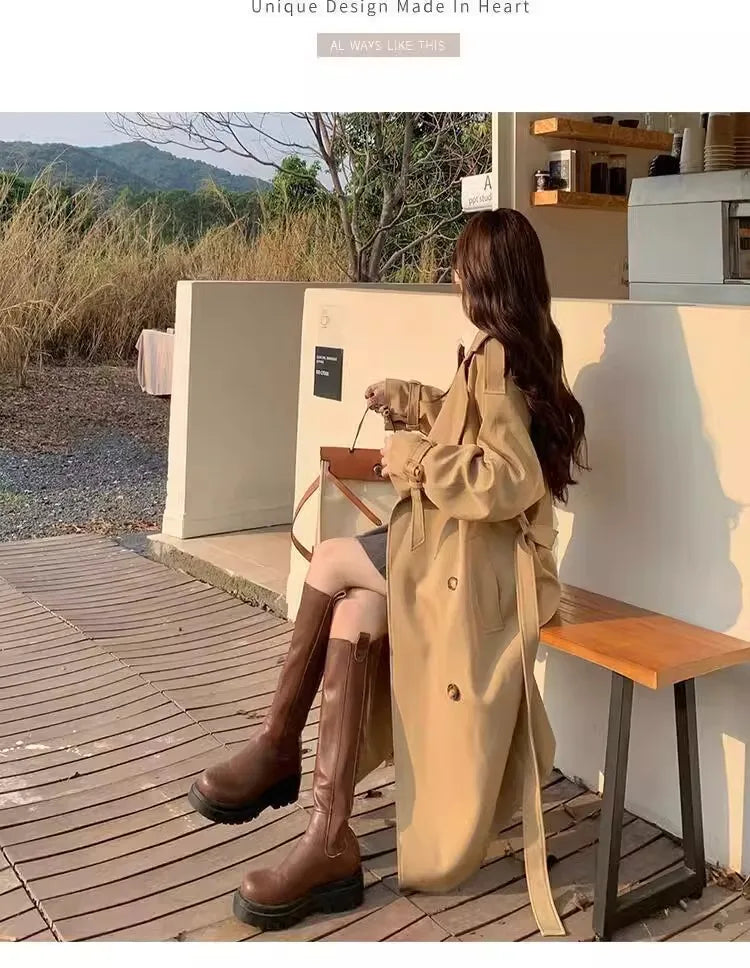 Elegant Lady Lengthened Trench Coat