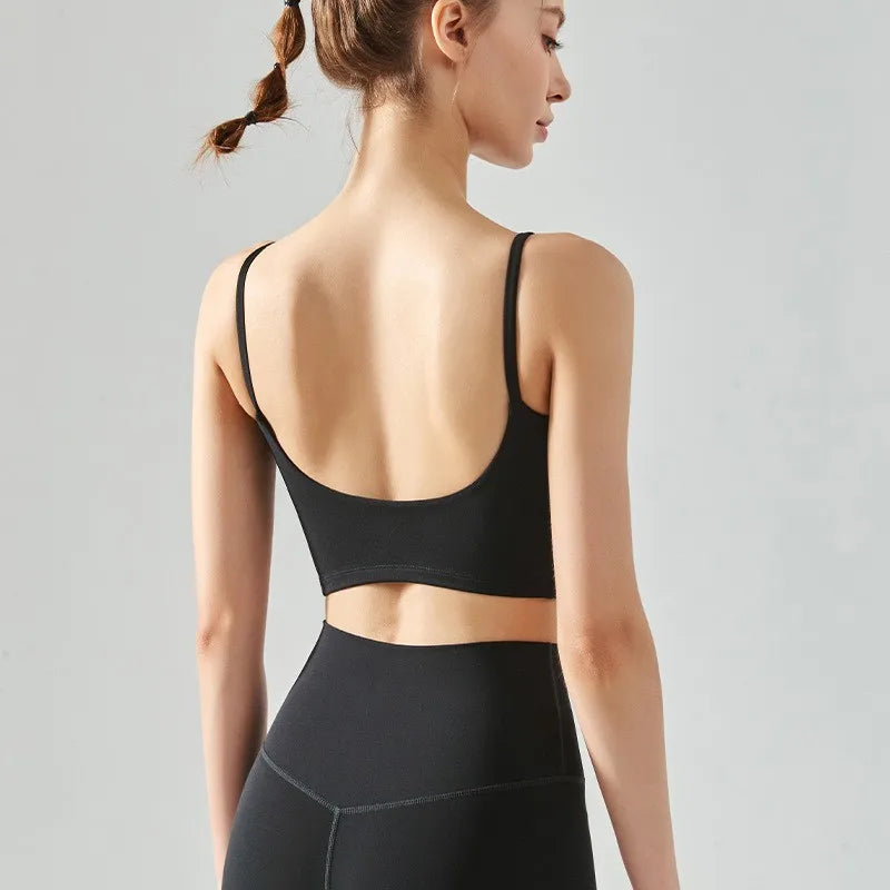 Fitness Push Up Fixed Padded Sports Breathable Bra Top