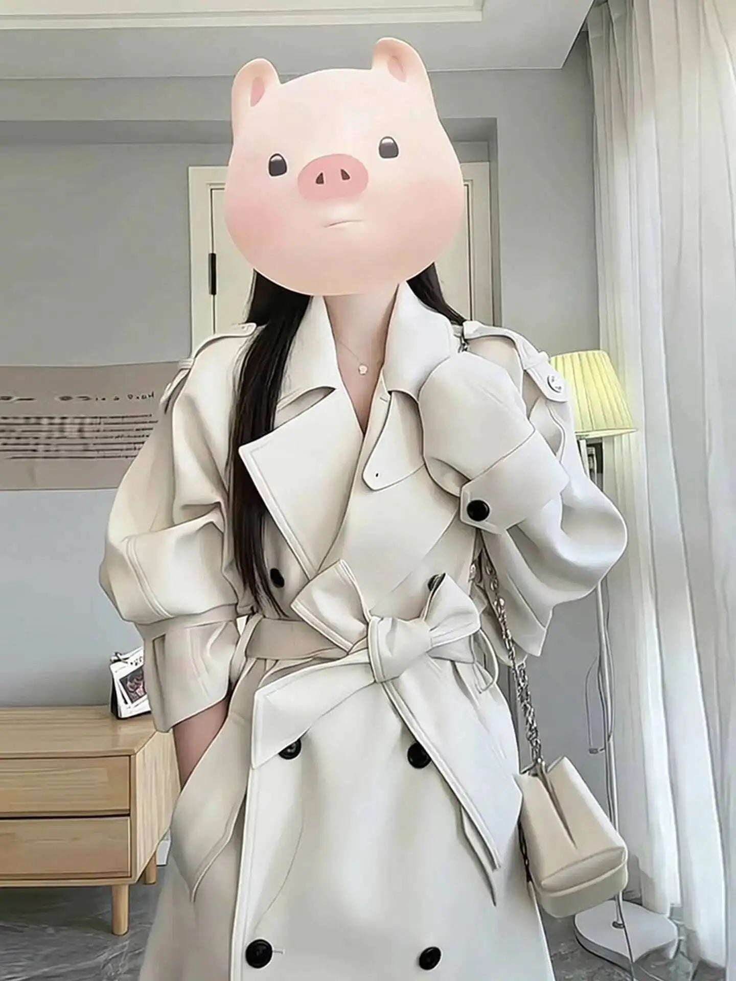 Elegant Double-breasted Long Trench Cost