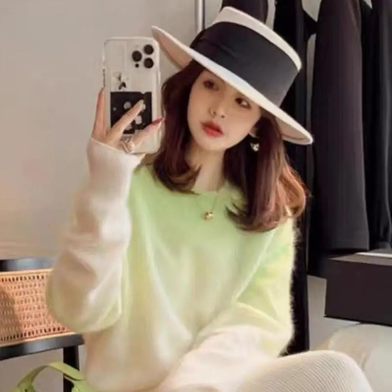 Lazy Pullover Style Super Sweater Knitted Tops