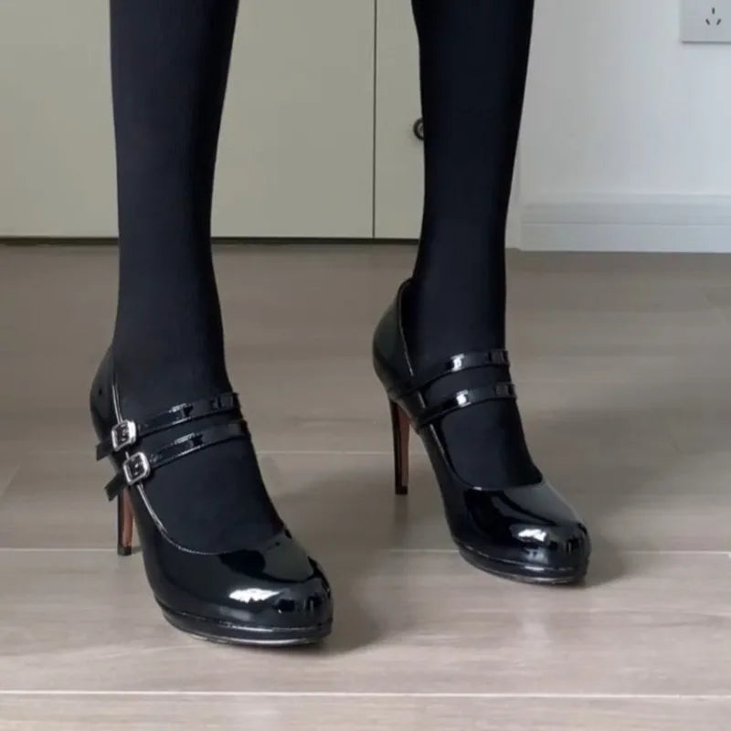 High Heels  New Mary Jane Shoes Retro Temperament Stiletto Single Shoes