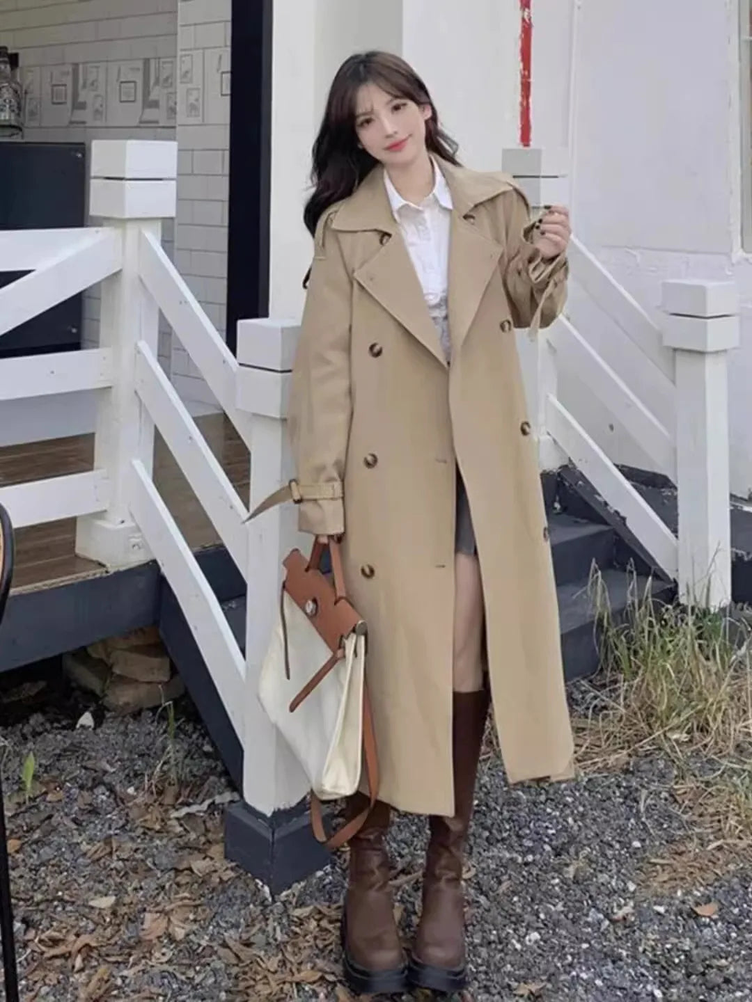 Elegant Lady Lengthened Trench Coat
