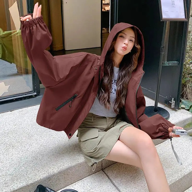 Hooded  Loose Casual Short Top Jacket