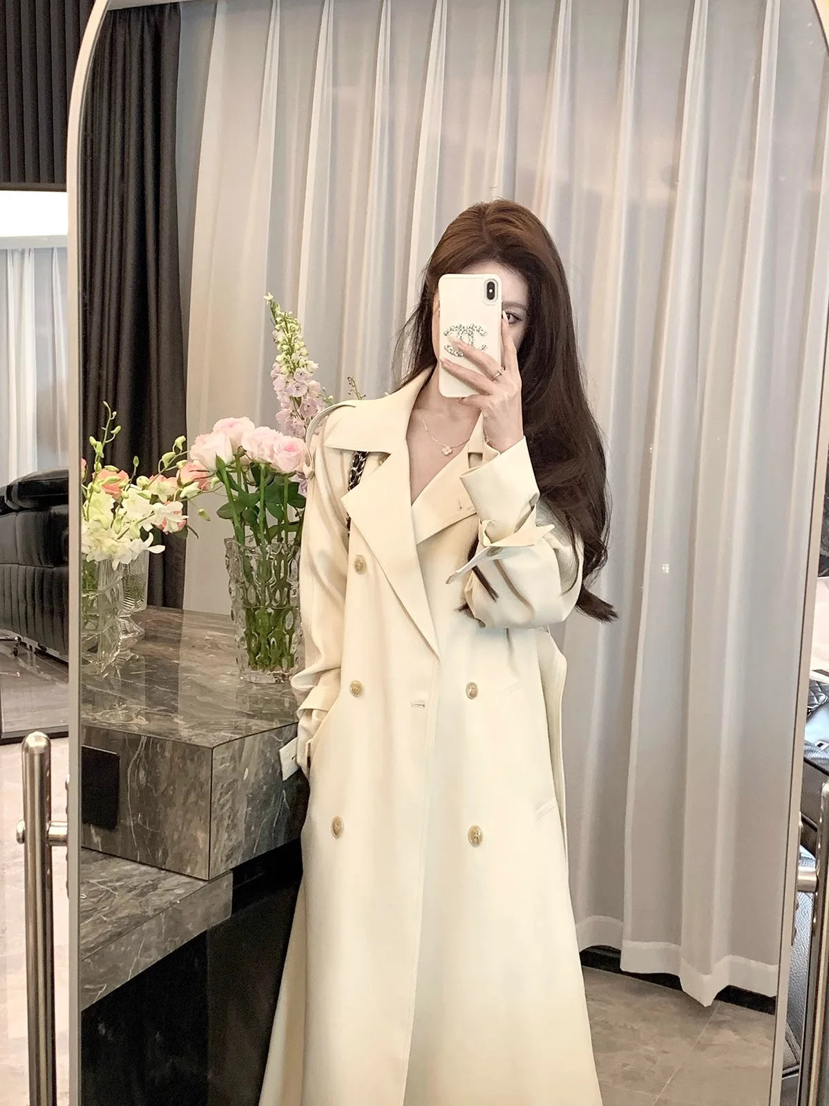 Elegant Lady Lengthened Trench Coat