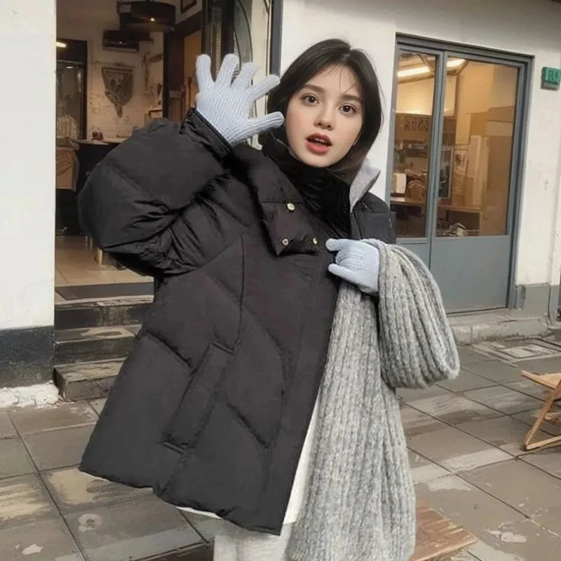 Korean Style Hooded Down Cotton Thick Winter Jacket