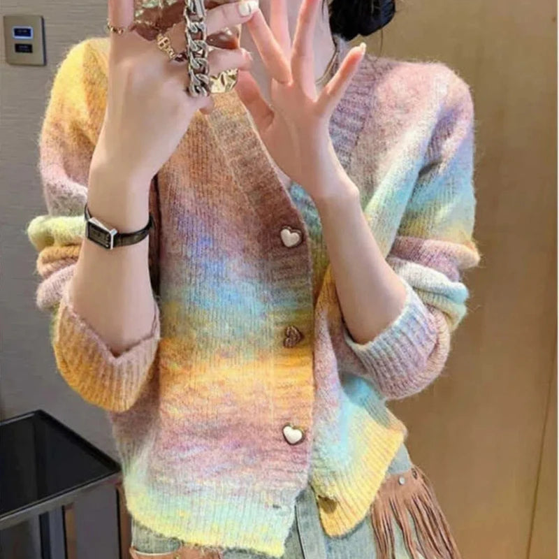 Gradient Color Niche Knitted Cardigan Sweater