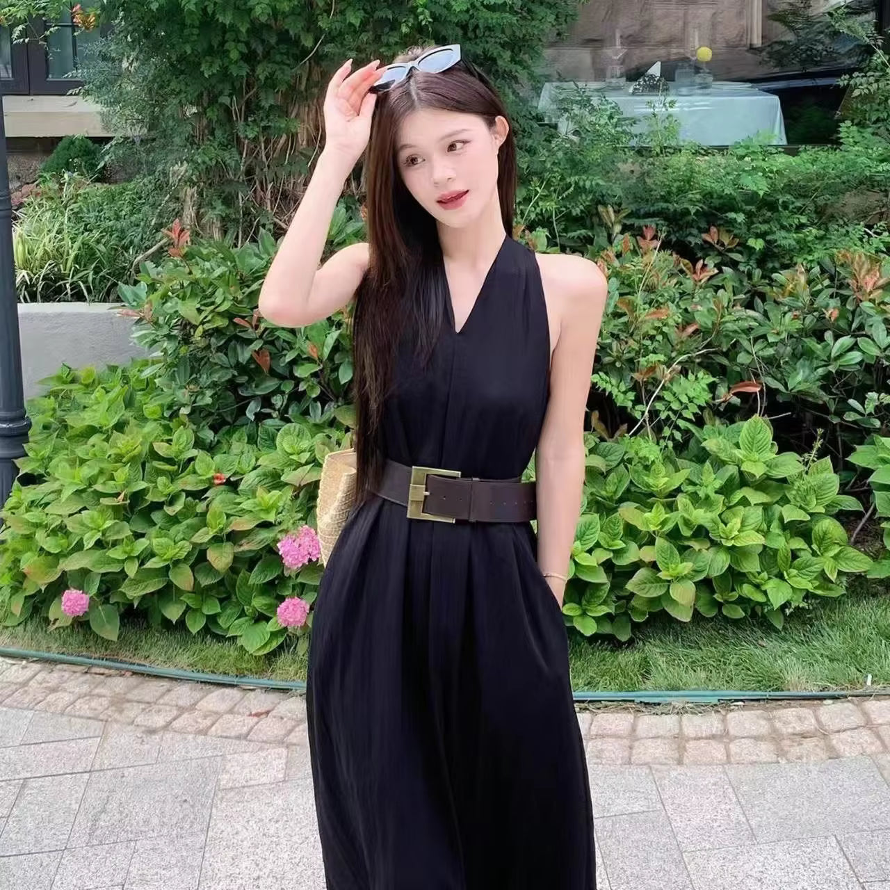 Elegant Luxury Long V-Neck Dress for Women