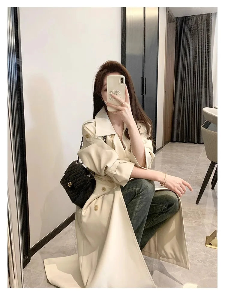 Elegant Lady Lengthened Trench Coat