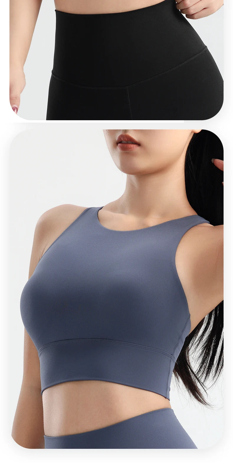 Sports Outdoor Fitness Yoga Bra Running Underwear Quick drying Shockproof Tank Top Women's Top Integrated Coaster