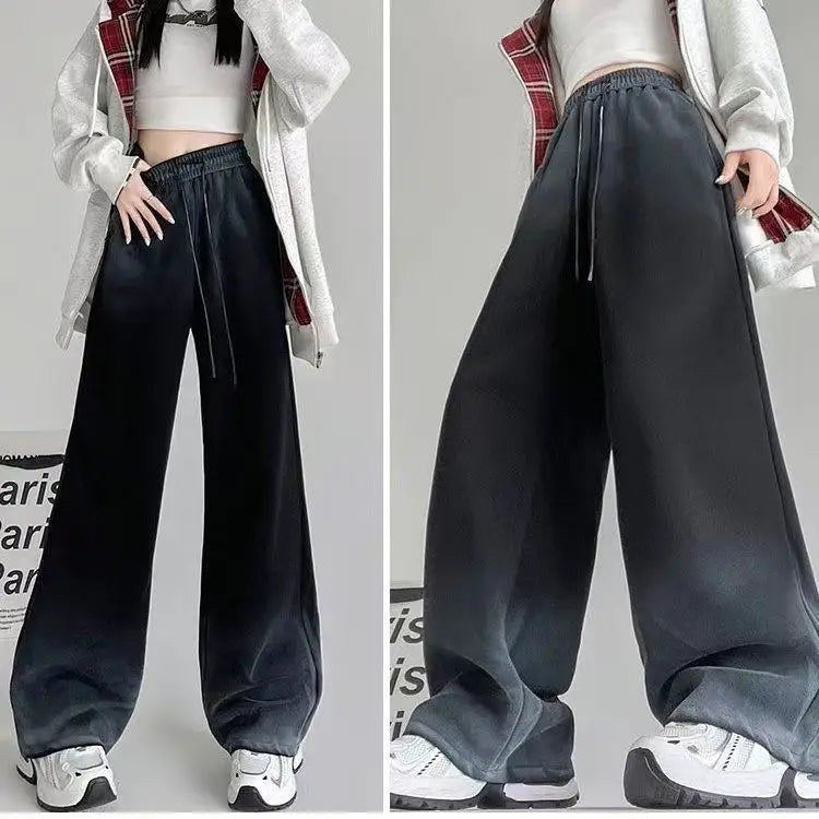 Korean Style Tie-dyed High Waist Loose Wide-leg Pants