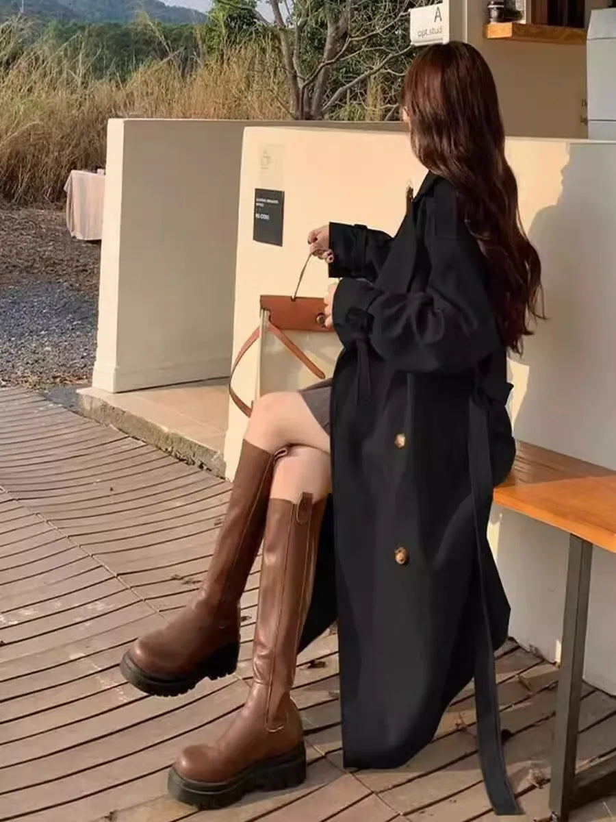 Elegant Lady Lengthened Trench Coat