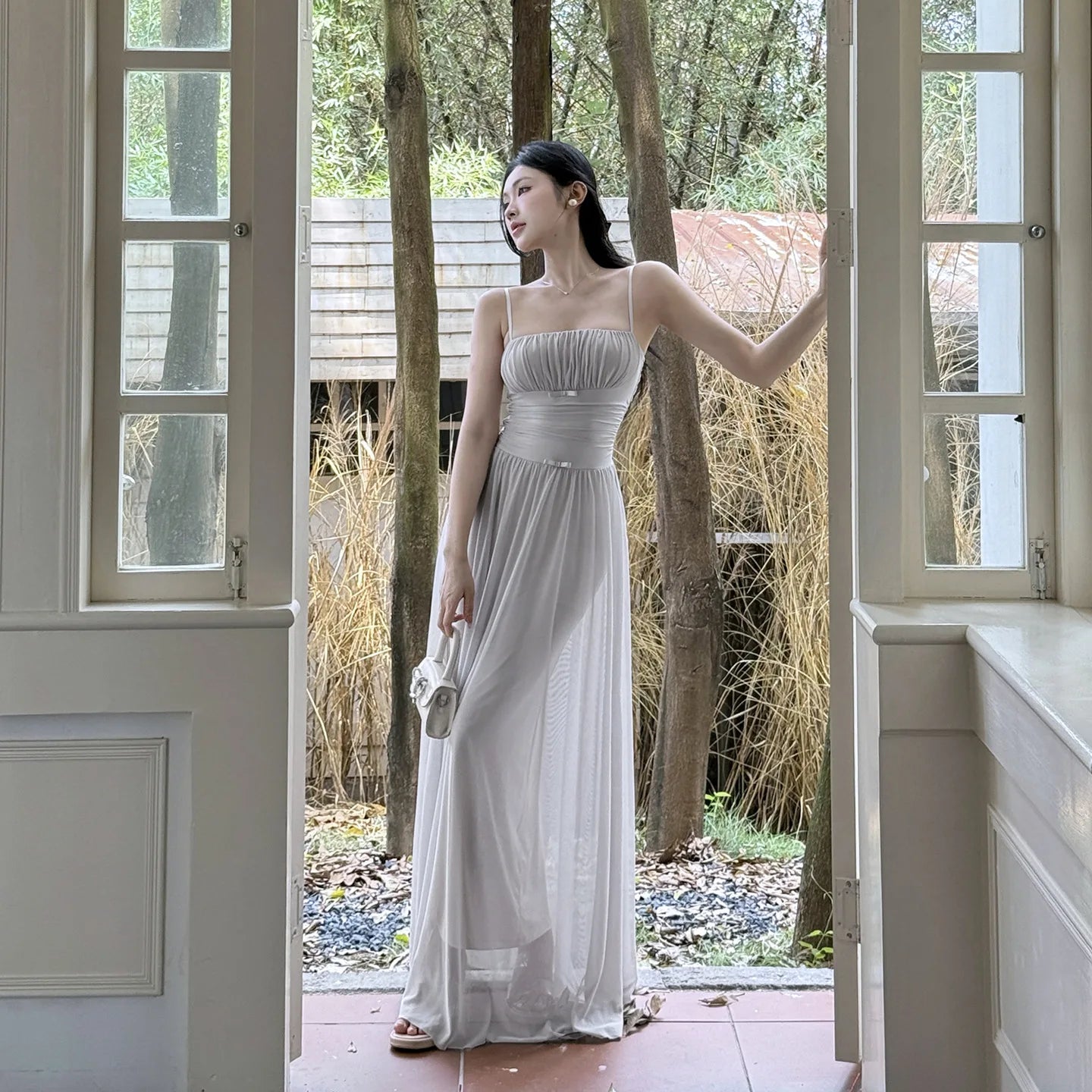 Elegant French Style High Waist Sleeveless Long Maxi Dress