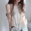 Korean Style Chic Hollow Tank Out Loose Fit Top