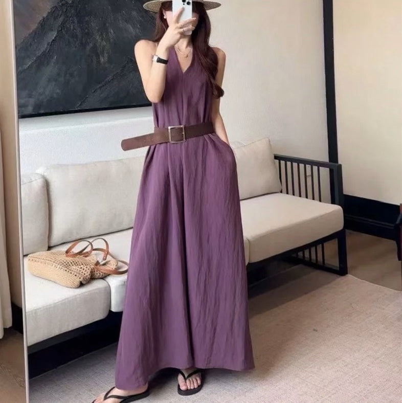 Elegant Luxury Long V-Neck Dress for Women