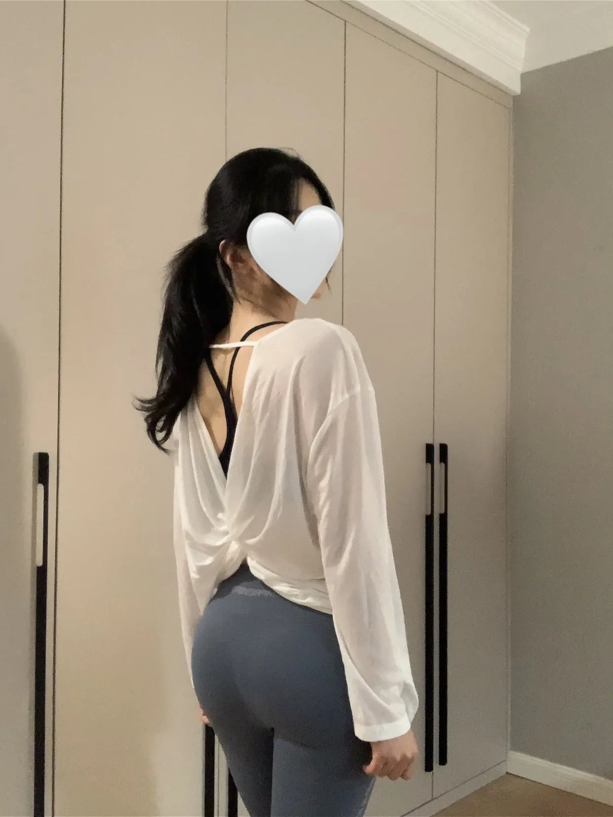 Yoga Long Sleeve Blouse Cover Up Loose Backless Top Quick Dry Breathable Lightweight Fitness Shirt
