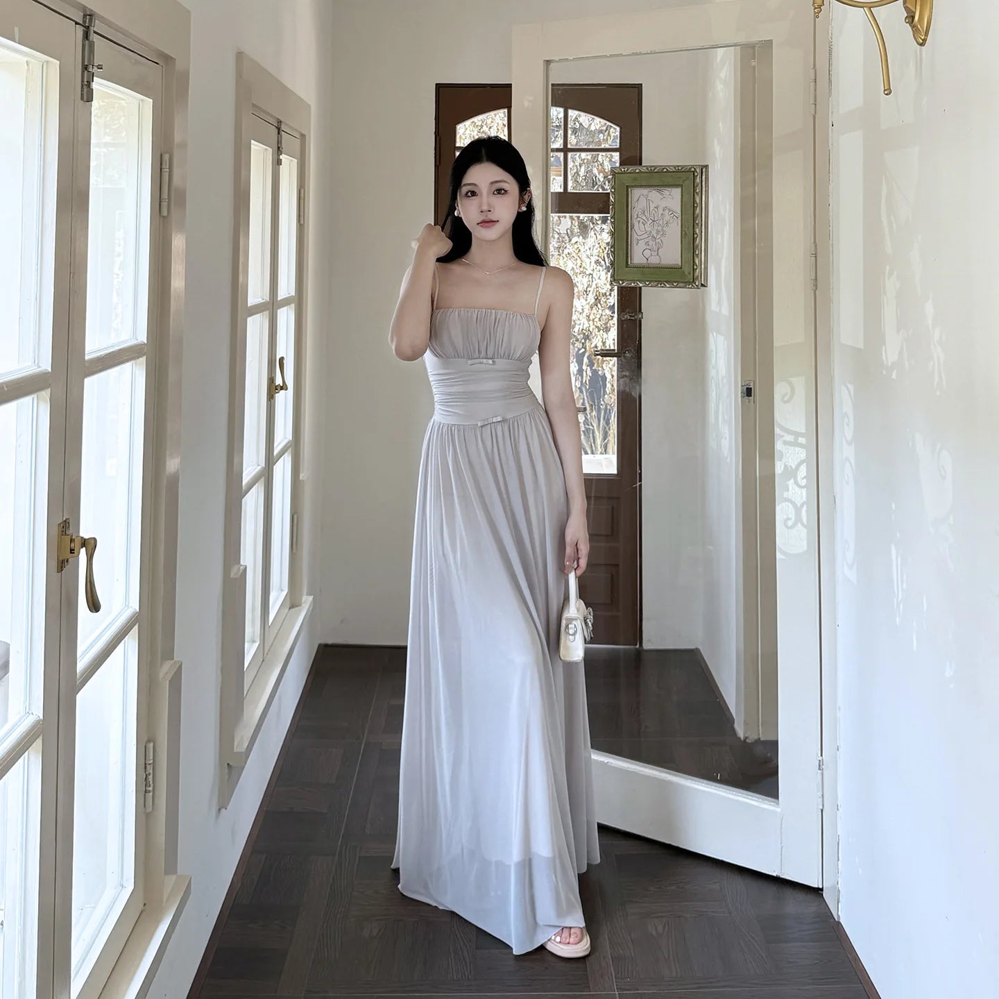 Elegant French Style High Waist Sleeveless Long Maxi Dress