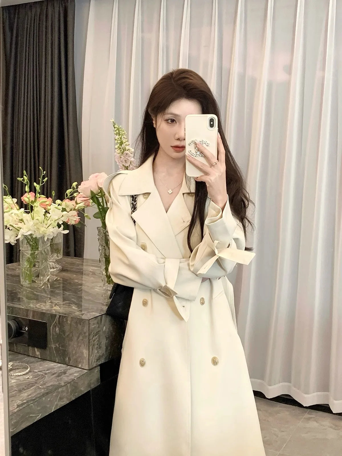 Elegant Lady Lengthened Trench Coat