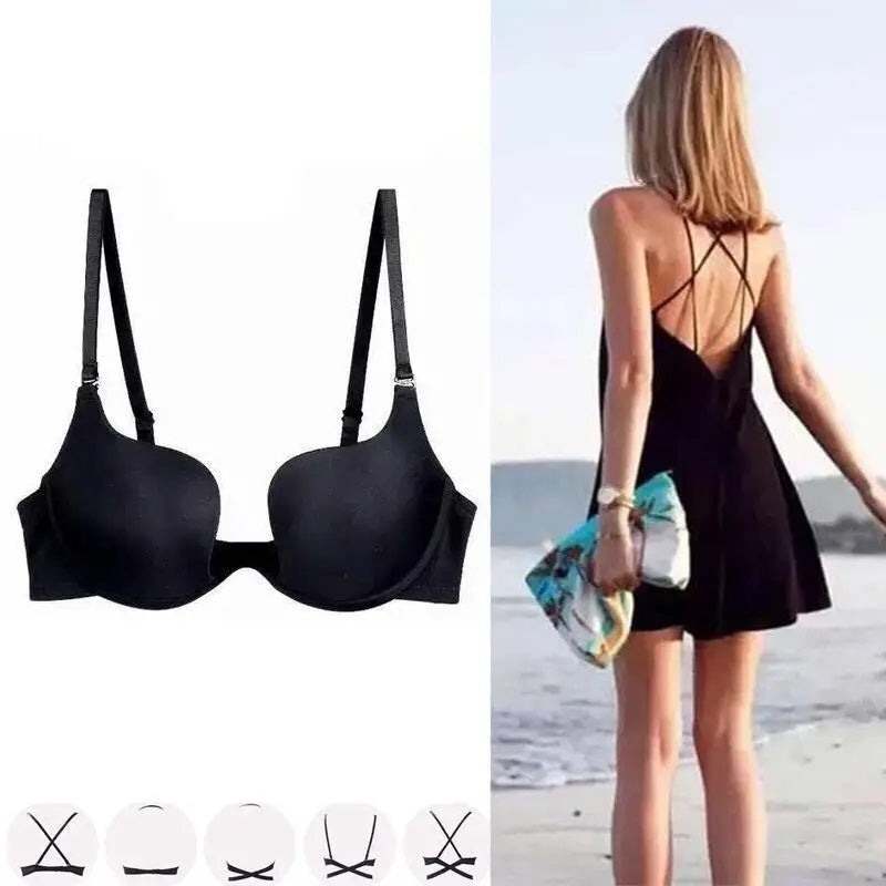 Sexy Invisible Seamless Push-Up Adhesive Silicone Cover U-Back Bra