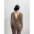 Yoga Long Sleeve Blouse Cover Up Loose Backless Top Quick Dry Breathable Lightweight Fitness Shirt