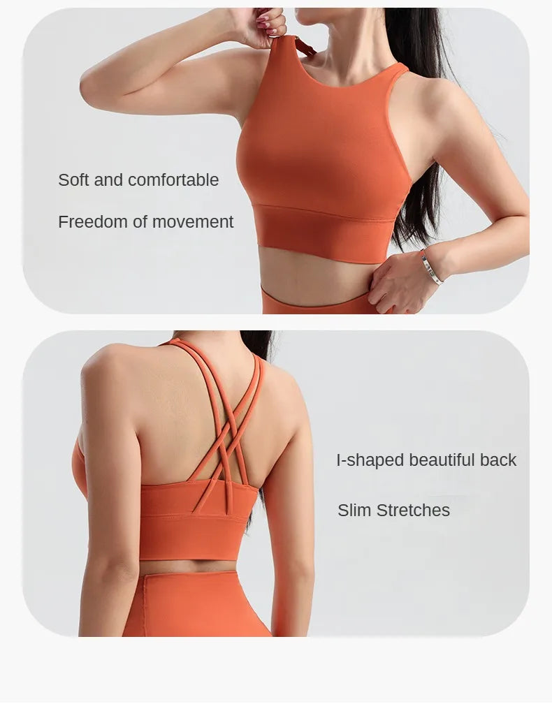 Sports Outdoor Fitness Yoga Bra Running Underwear Quick drying Shockproof Tank Top Women's Top Integrated Coaster