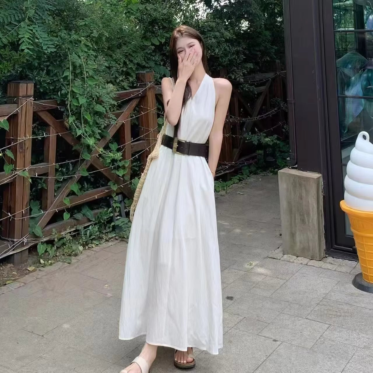 Elegant Luxury Long V-Neck Dress for Women