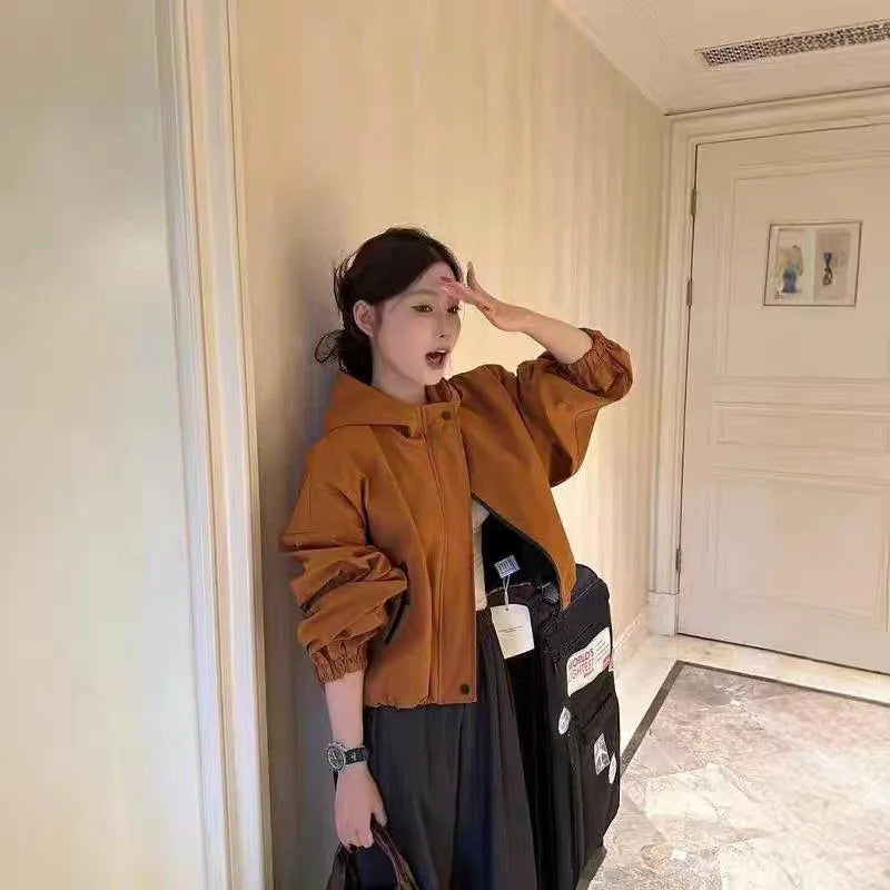 Hooded  Loose Casual Short Top Jacket