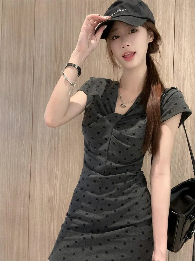 Elegant French Style Spicy Slimming High Waist Polka Dot Skirt