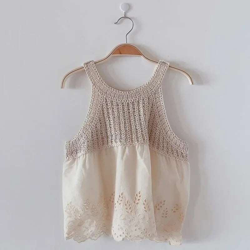 Korean Style Chic Hollow Tank Out Loose Fit Top