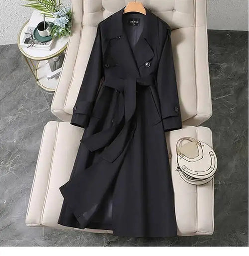 Elegant Double-breasted Long Trench Cost