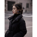 High-end Cotton Coat Belt Black Cotton-padded Jacket