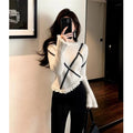 Knitted Sweater Base Layer Inner Wear Waist Inward White Top