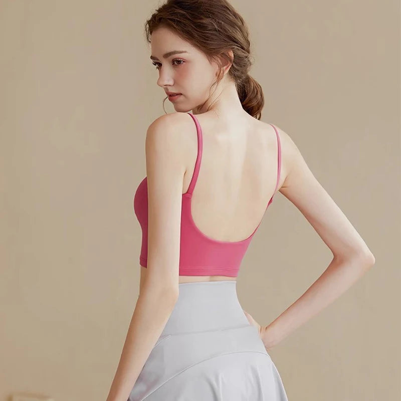 Fitness Push Up Fixed Padded Sports Breathable Bra Top