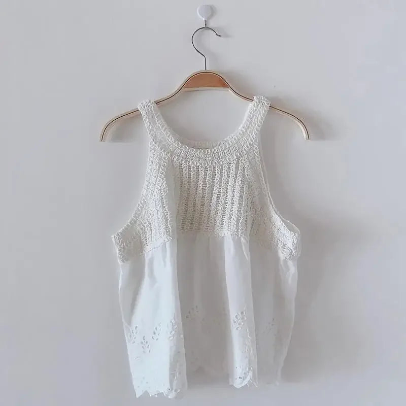 Korean Style Chic Hollow Tank Out Loose Fit Top