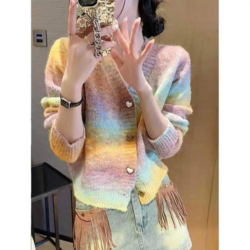 Gradient Color Niche Knitted Cardigan Sweater