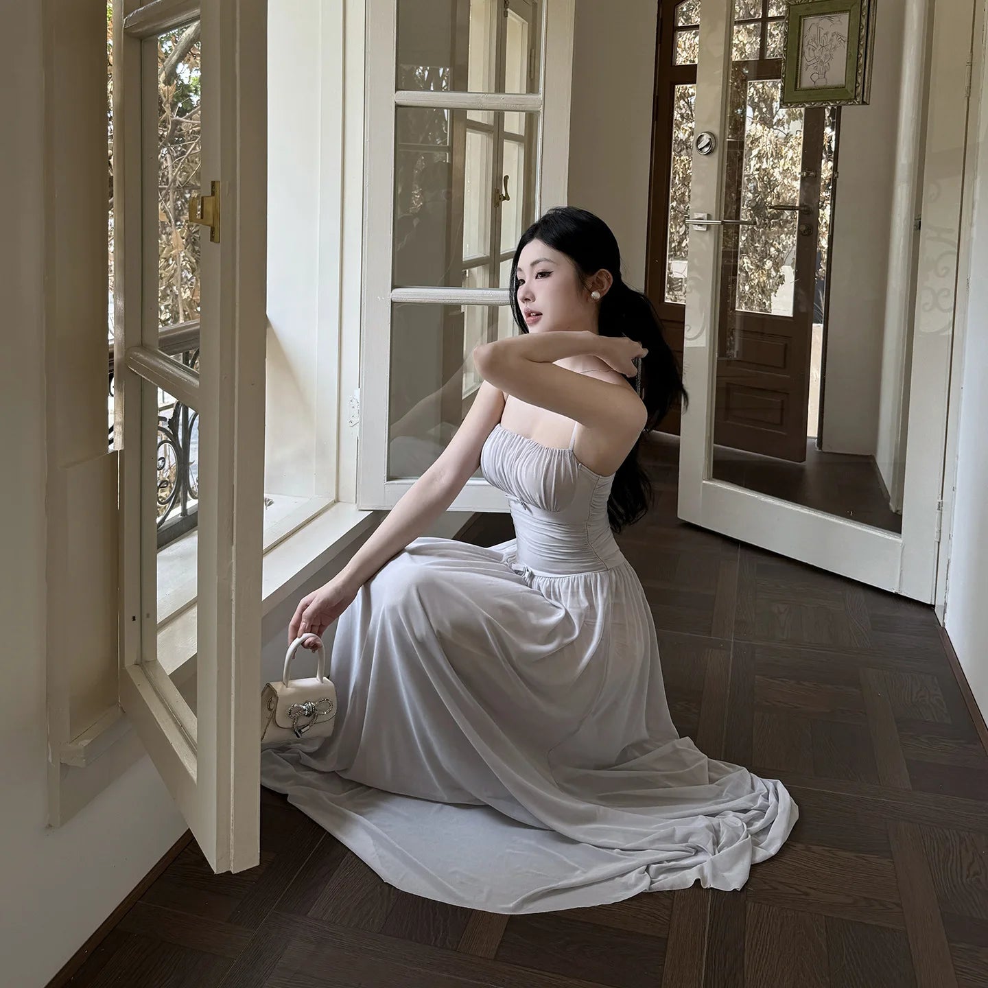 Elegant French Style High Waist Sleeveless Long Maxi Dress