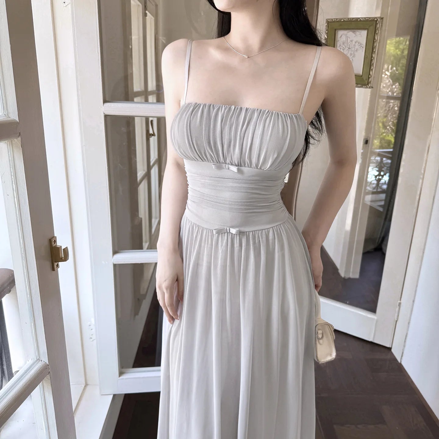 Elegant French Style High Waist Sleeveless Long Maxi Dress