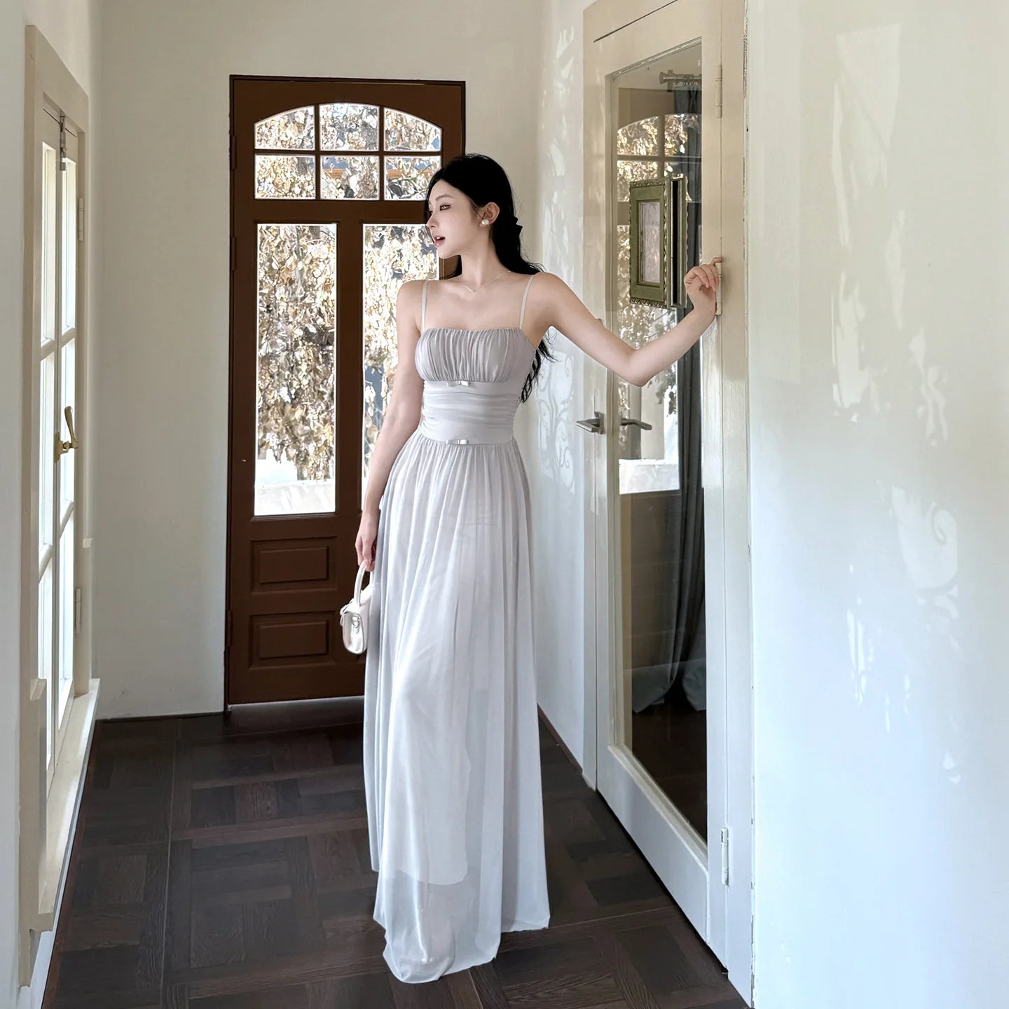 Elegant French Style High Waist Sleeveless Long Maxi Dress