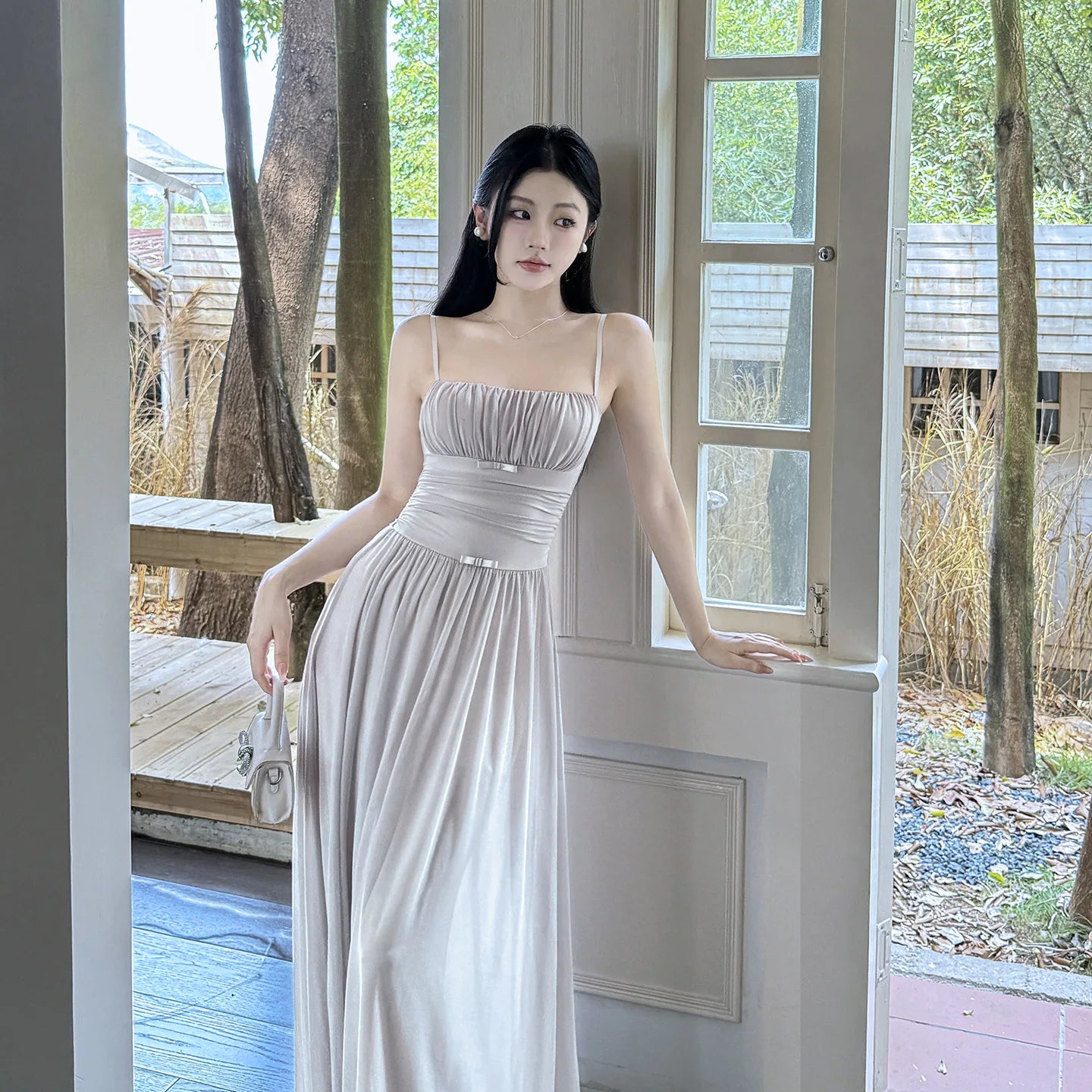 Elegant French Style High Waist Sleeveless Long Maxi Dress
