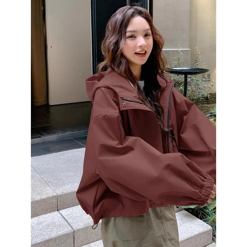 Hooded  Loose Casual Short Top Jacket
