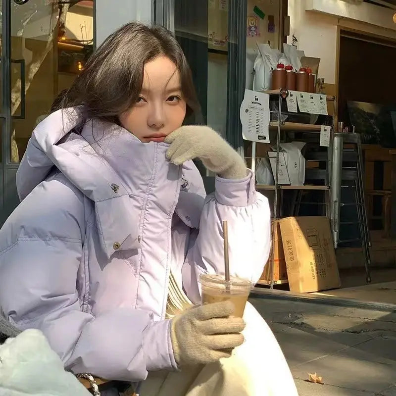Korean Style Hooded Down Cotton Thick Winter Jacket